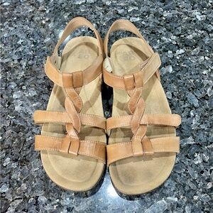 Abeo Women’s “Bea Braid” Tan Braided Leather Slingback Sandals Size 9N